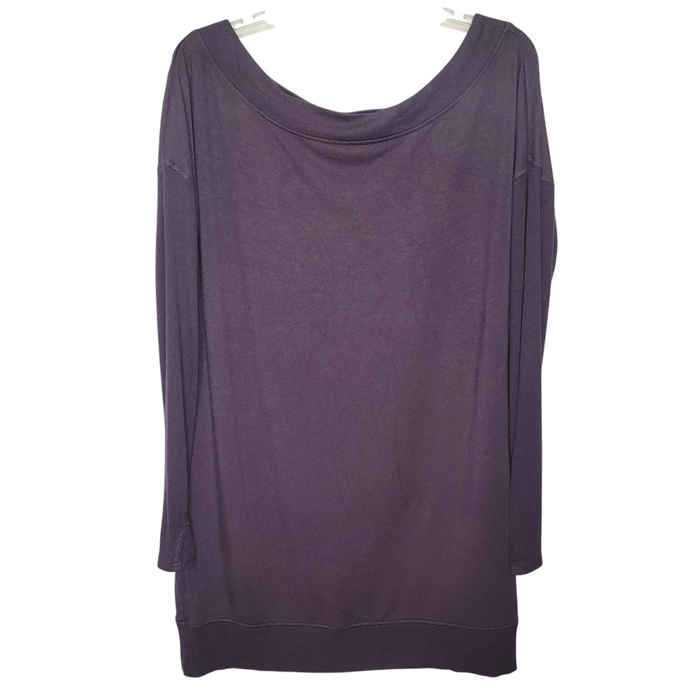 Athleta Tunic Sweatshirt Mini Dress Womens M Purple Thumbholes Atleisure Sporty - Picture 2 of 7